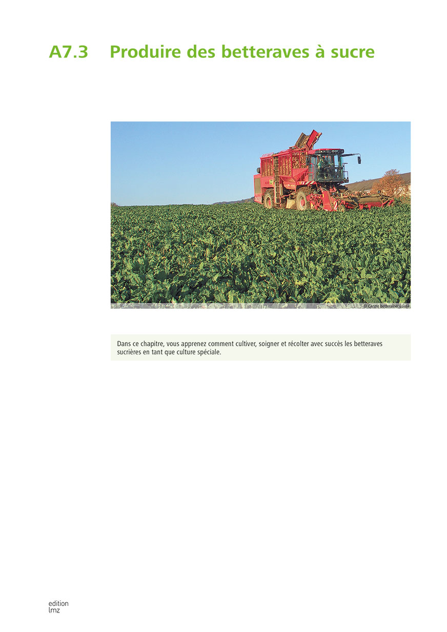 A7.3 Chapitre additionnel «Produire des betteraves sucrières»