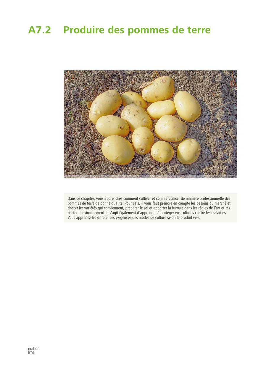 A7.2 Chapitre additionnel «Produire des pommes de terre»